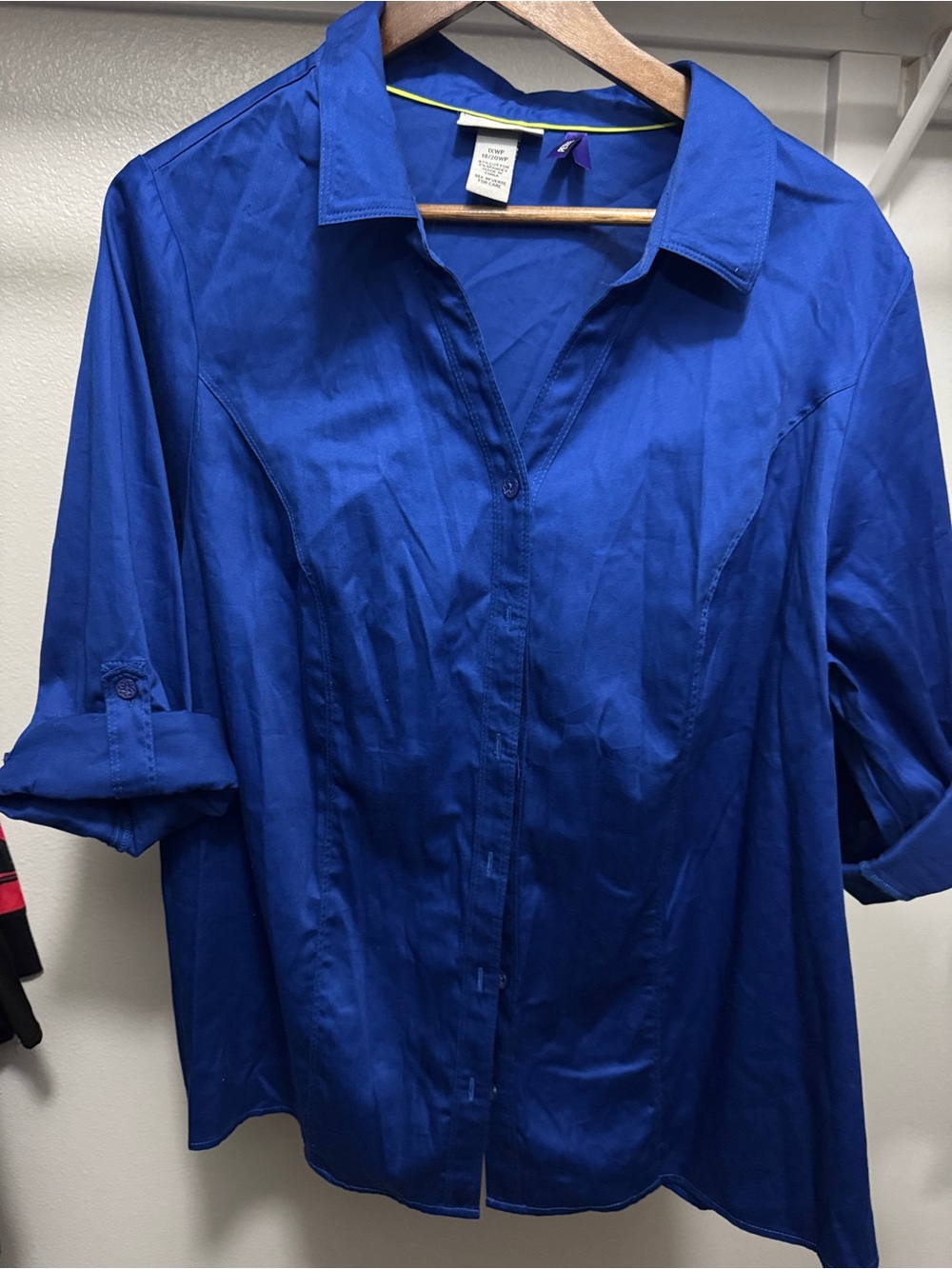 Catherines Royal Blue Button-Front Blouse